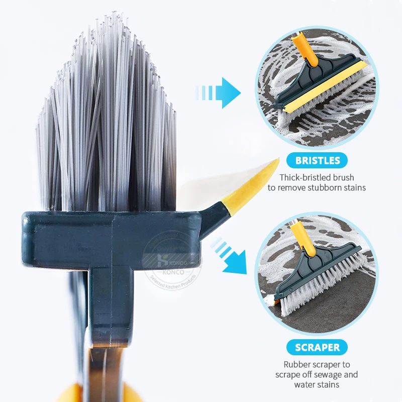 Floor Scrub Brush 2 In 1 Removable Wiper Magic Broom Brush